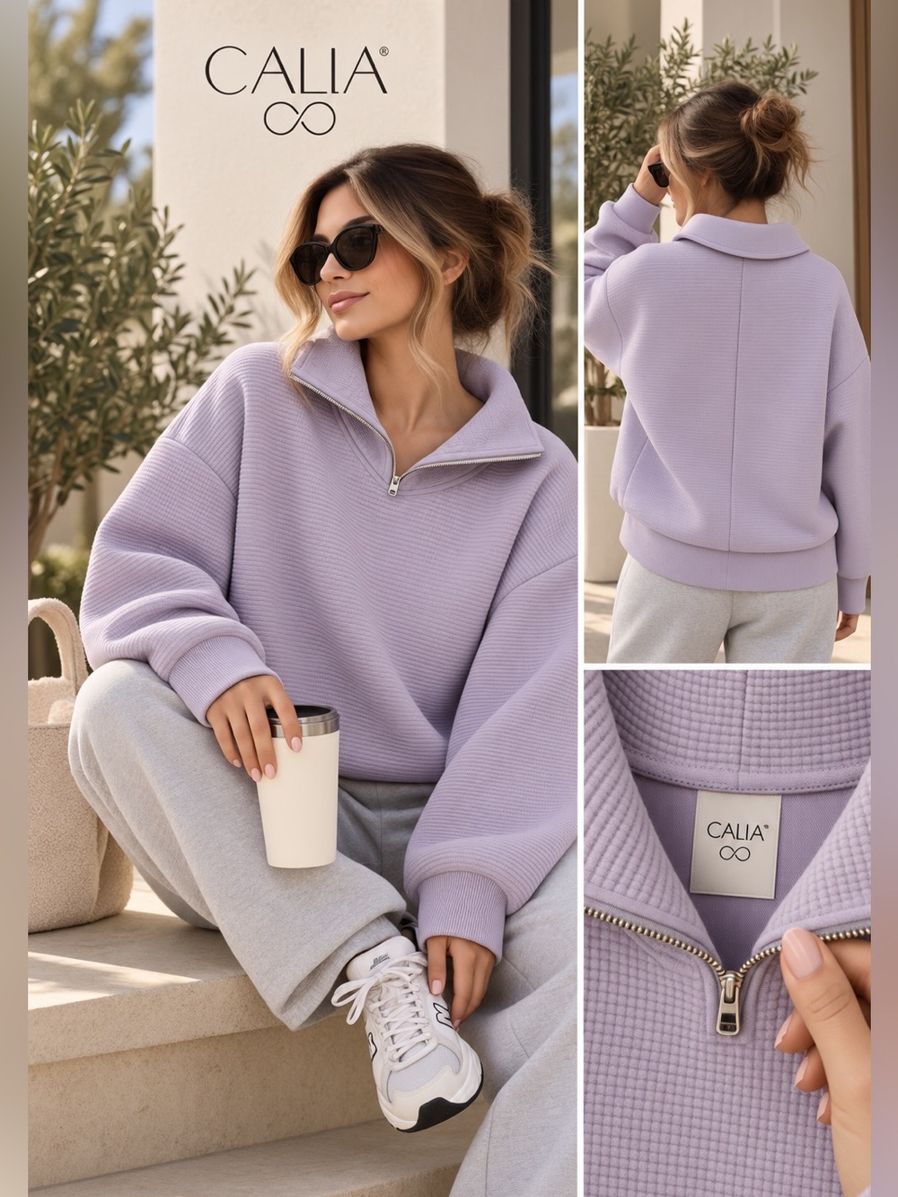 CALIA by Carrie Underwood Lilac Half-Zip Cowl Pullover Sweater ✨🍁